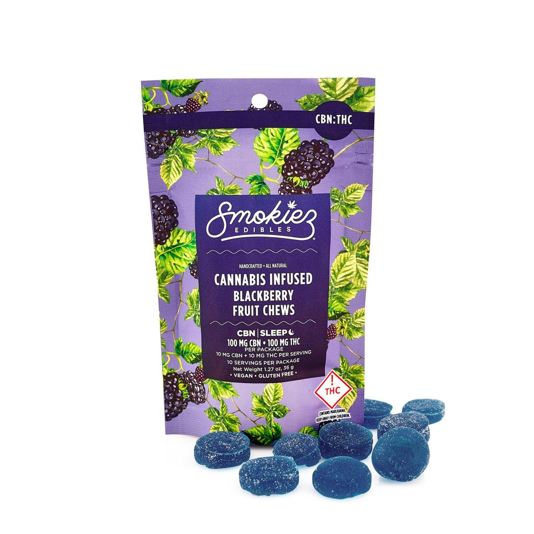 Blackberry 100mg CBN : 100mg THC Fruit Chews - CO