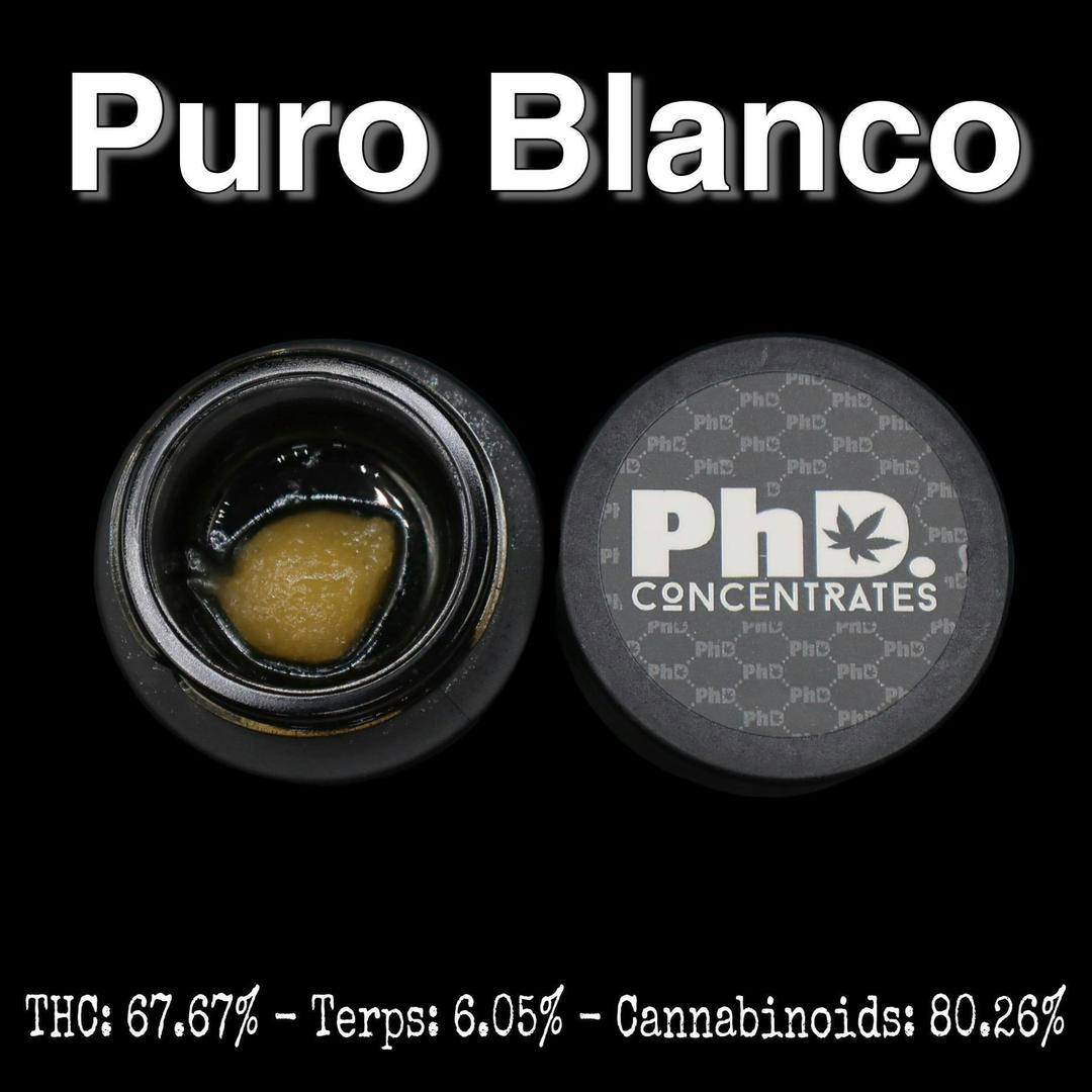PhD Concentrate 1 gram - Puro Blanco Badder- 67.67 THC