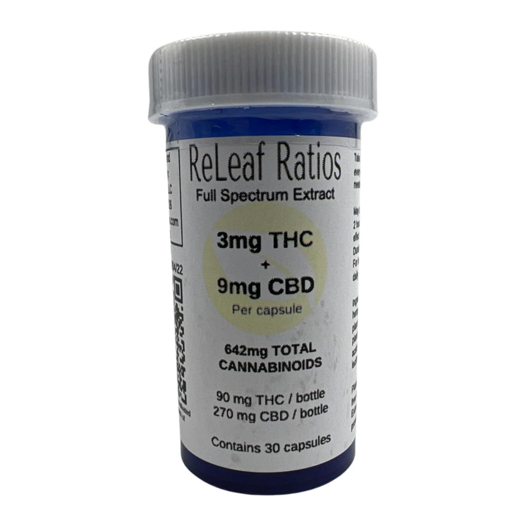 3mg THC : 9mg CBD Capsules (30 Per Bottle)