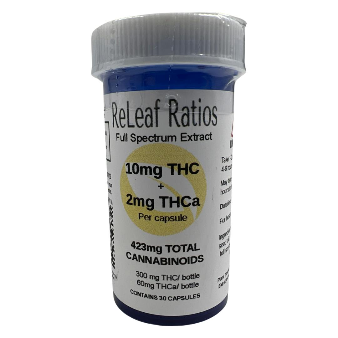 10mg THC : 2mg THCA Capsules (30 Per Bottle)