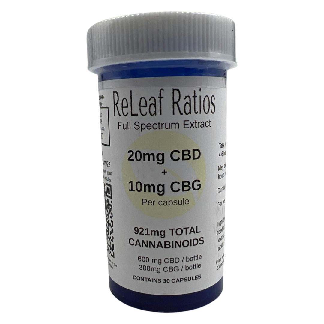 20mg CBD : 10mg CBG Capsules (30 Per Bottle)