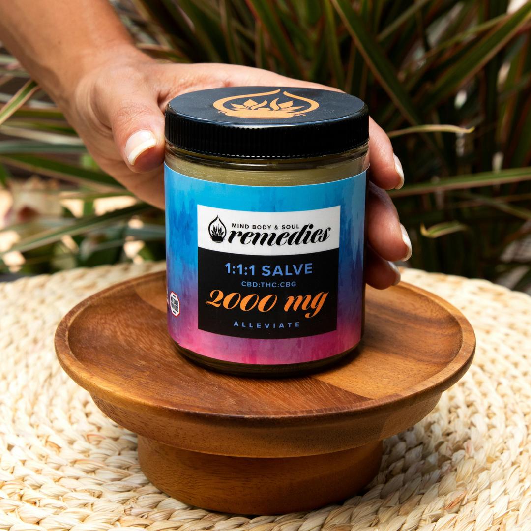 Alleviate 8 oz 2000mg 1:1:1 THC:CBD:CBG Salve
