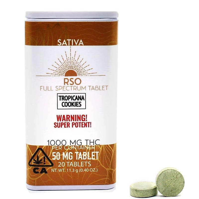 Tropicana Cookies - 50mg Sativa RSO Tablets - 1000mg Package