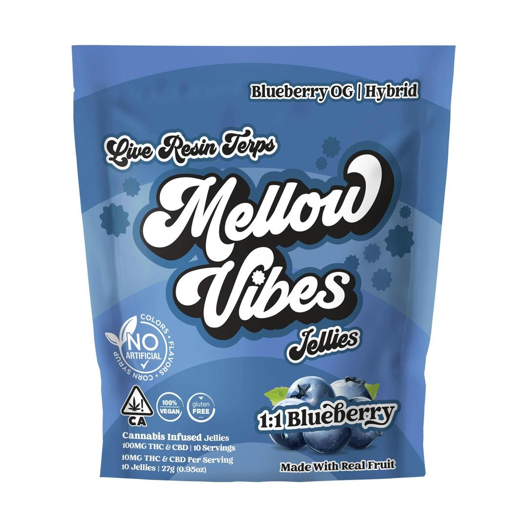 Mellow Vibes Jellies | 1:1 Blueberry | 10 Pack | 100 MG THC
