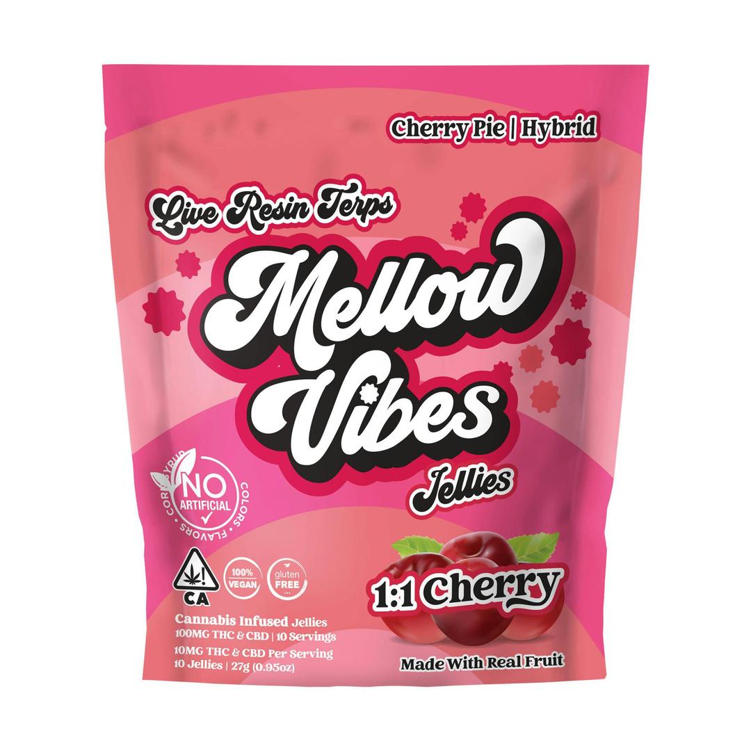 Mellow Vibes Jellies | 1:1 Cherry | 10 Pack | 100 MG THC