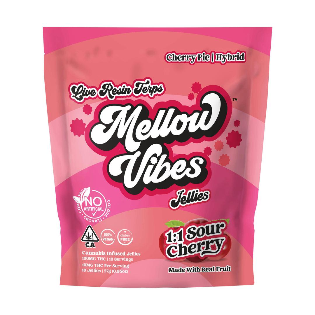 Mellow Vibes Jellies | 1:1 Sour Cherry | 10 Pack | 100 MG THC
