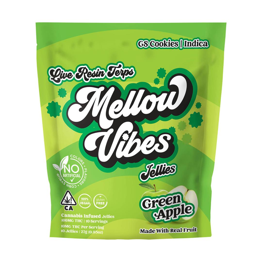 Mellow Vibes Jellies | Green Apple | 10 Pack | 100 MG THC