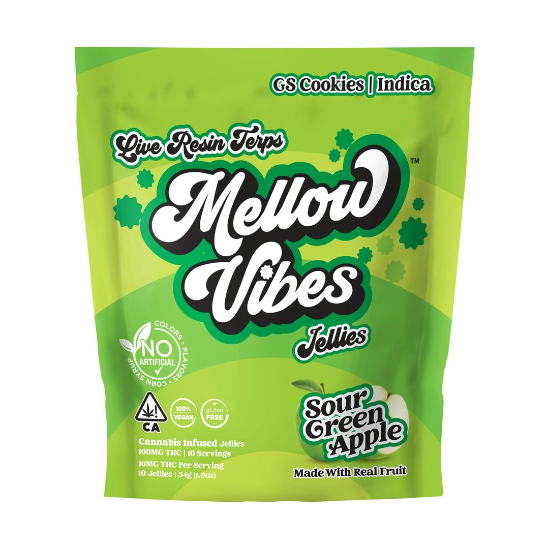 Mellow Vibes Jellies | Sour Green Apple | 10 Pack | 100 MG THC