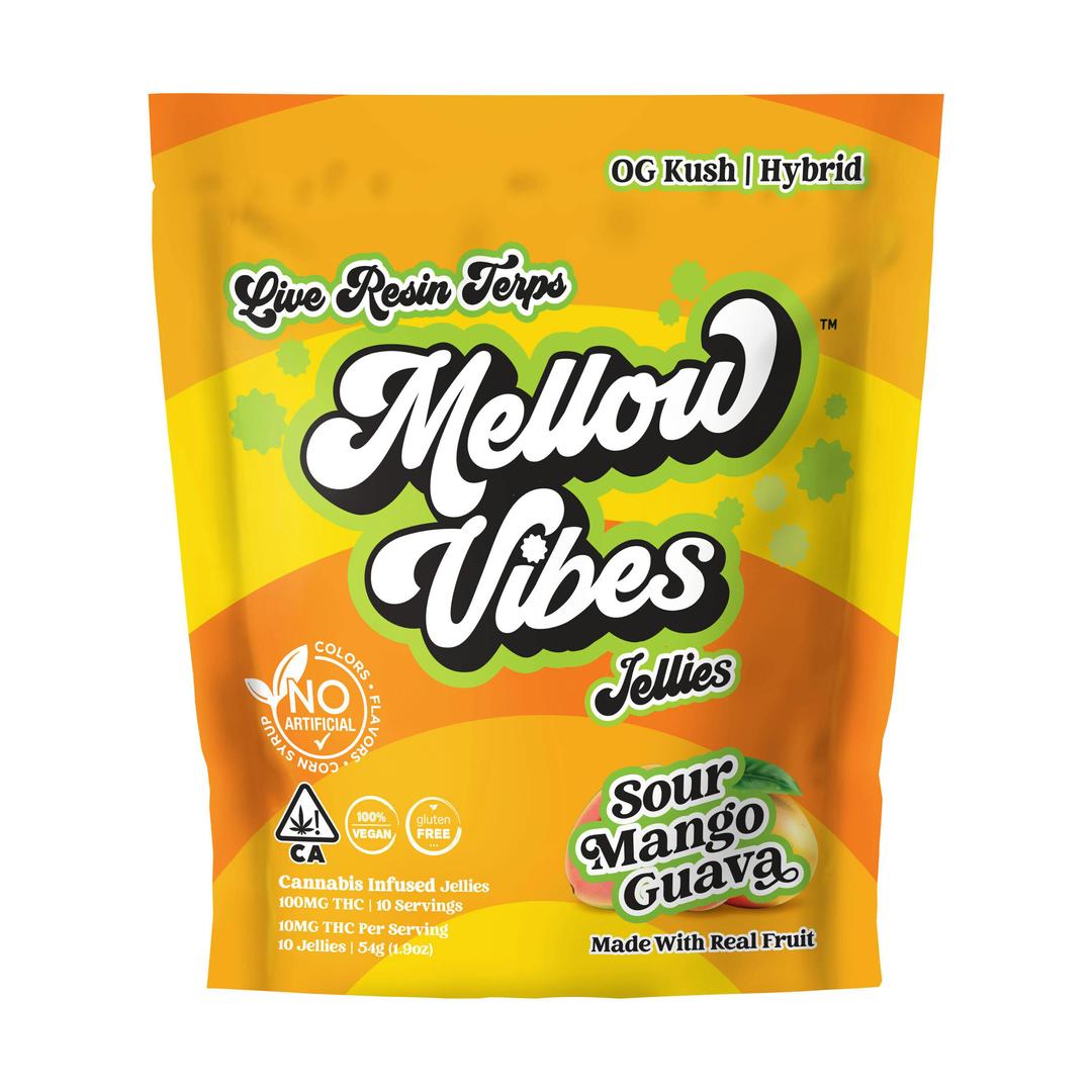 Mellow Vibes Jellies | Sour Mango Guava | 10 Pack | 100 MG THC