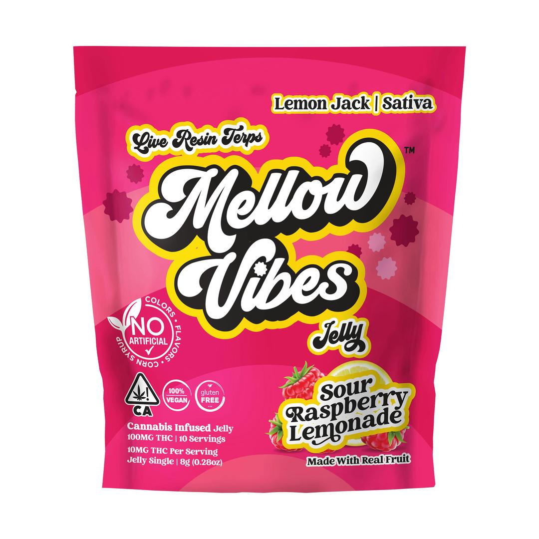 Mellow Vibes Jellies | Sour Raspberry Lemonade | 10 Pack | 100 MG THC