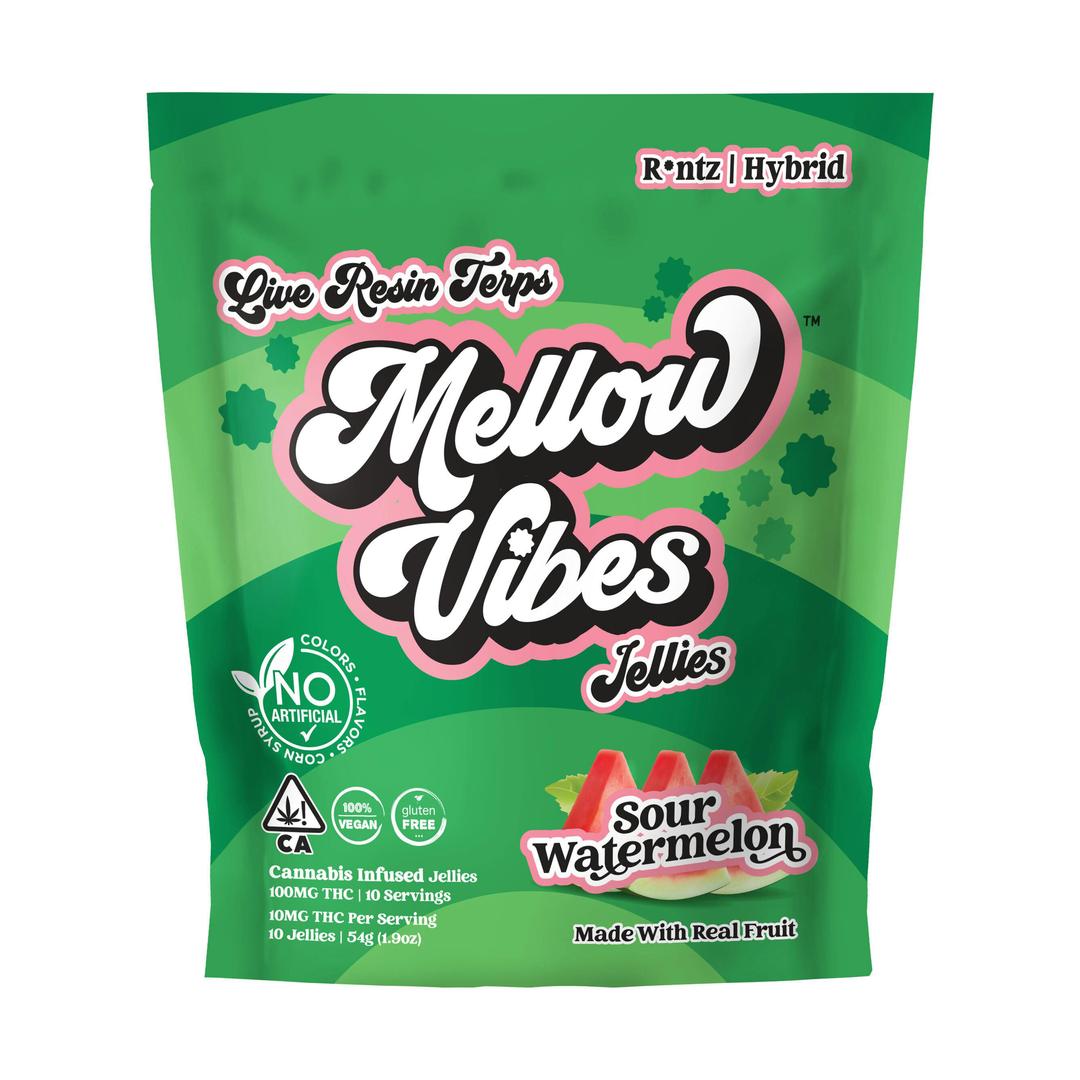 Mellow Vibes Jellies | Sour Watermelon | 10 Pack | 100 MG THC