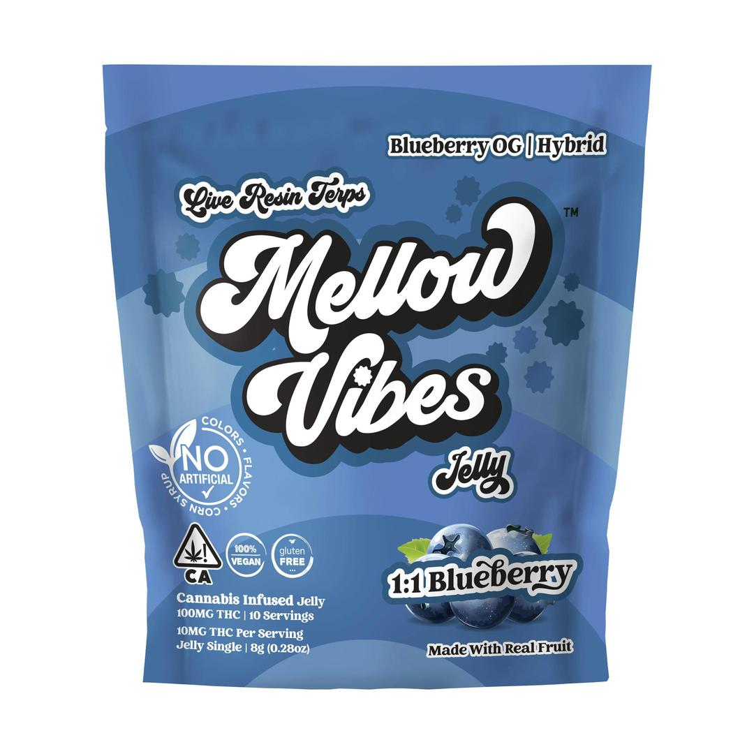 Mellow Vibes Jelly | 1:1 Blueberry | Single | 100 MG THC