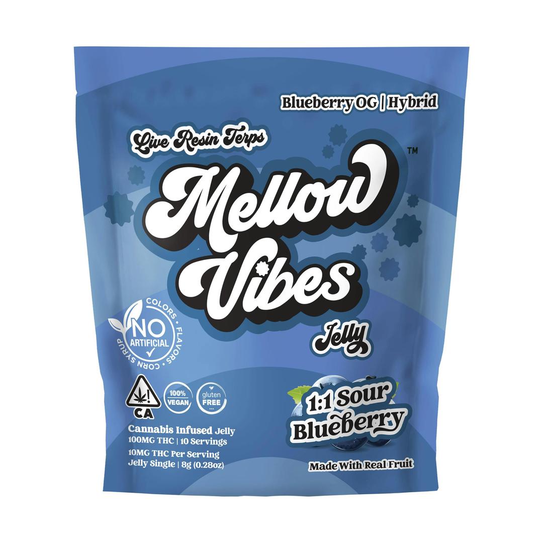 Mellow Vibes Jelly | 1:1 Sour Blueberry | Single | 100 MG THC
