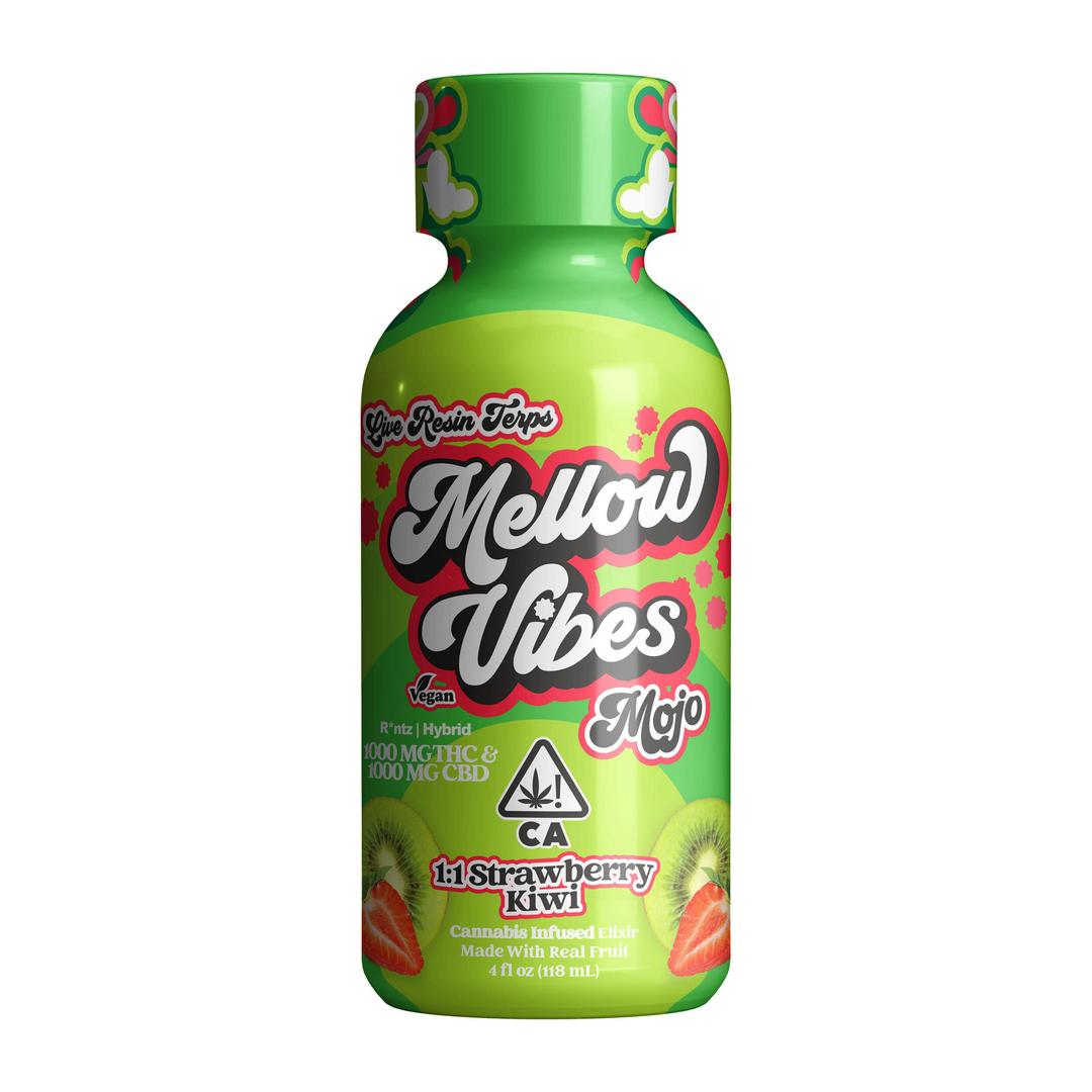 Mellow Vibes Mojo Elixir 4oz | 1:1 Strawberry Kiwi | 1000mg THC & CBD