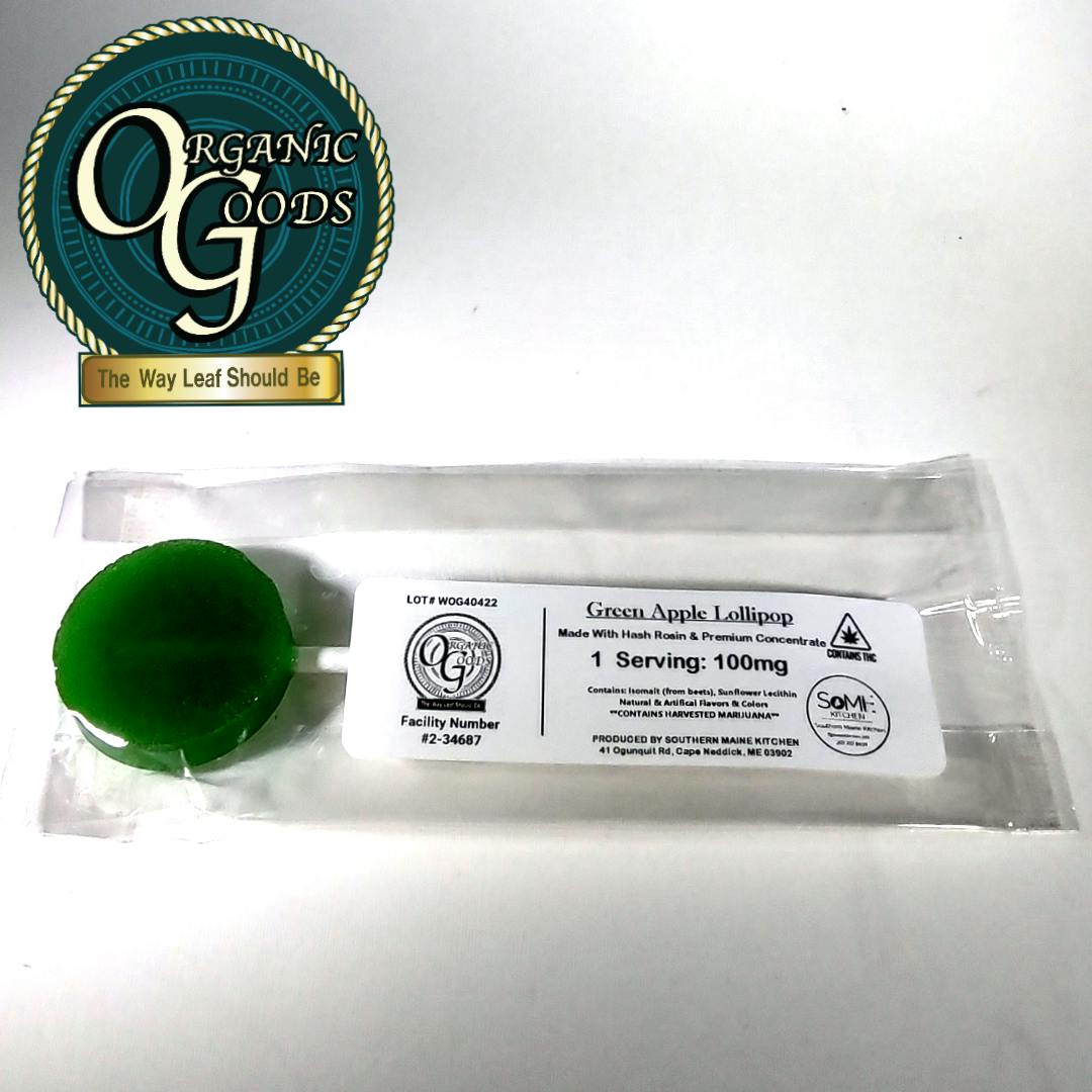 Green Apple Lollipop made with Hash Rosin and Premium Concentrate 100mg