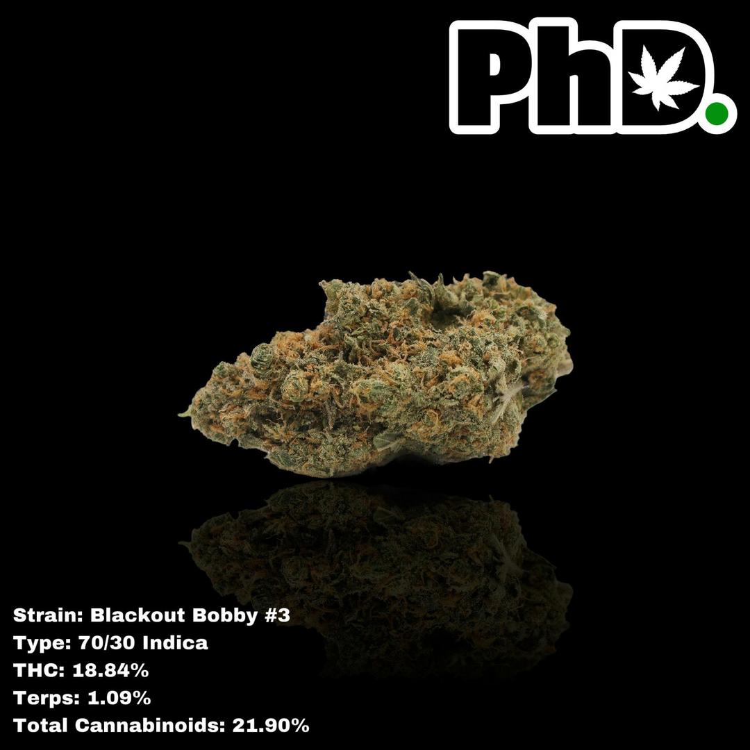 PhD Indoor Flower - Blackout Bobby 3 - 18.84% tHC