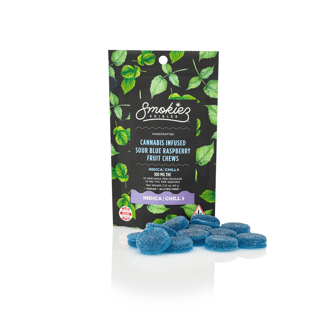 Smokiez INDICA Sour Blue Raspberry Fruit Chews - 100mg - ME