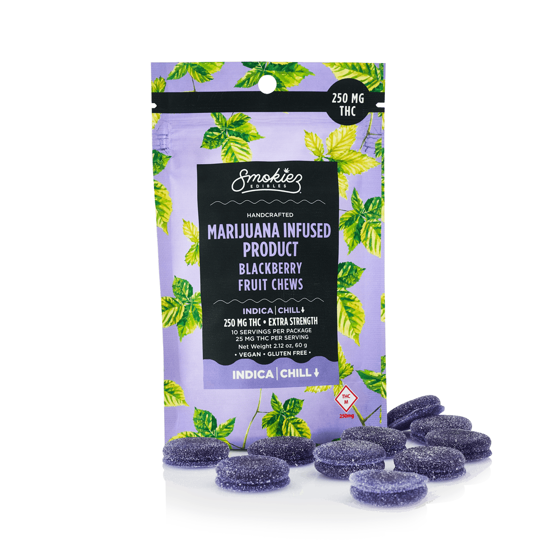 Smokiez INDICA Blackberry Fruit Chews - 250mg 10pk