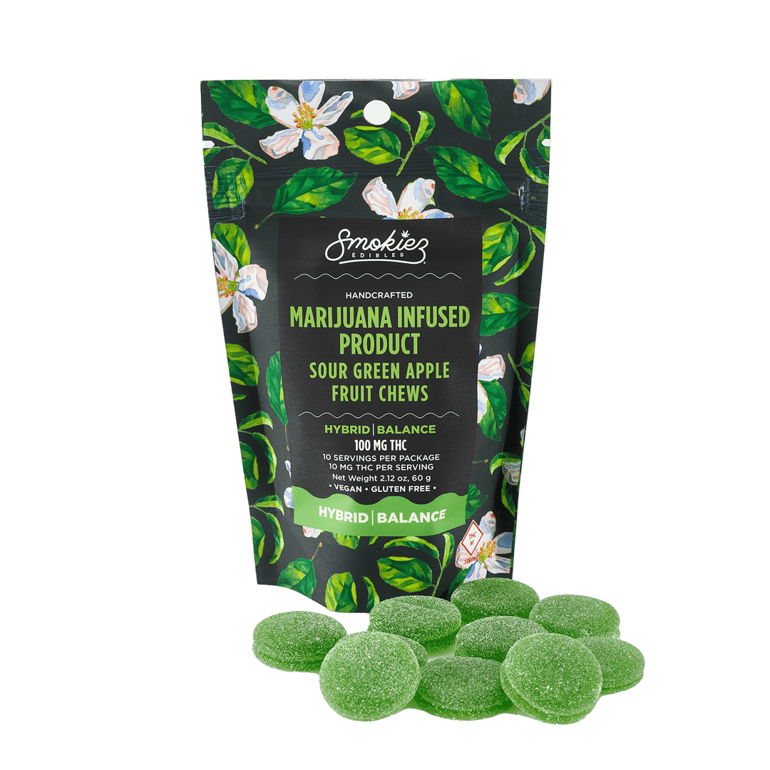 Smokiez HYBRID Sour Green Apple Fruit Chews - 100mg - MO