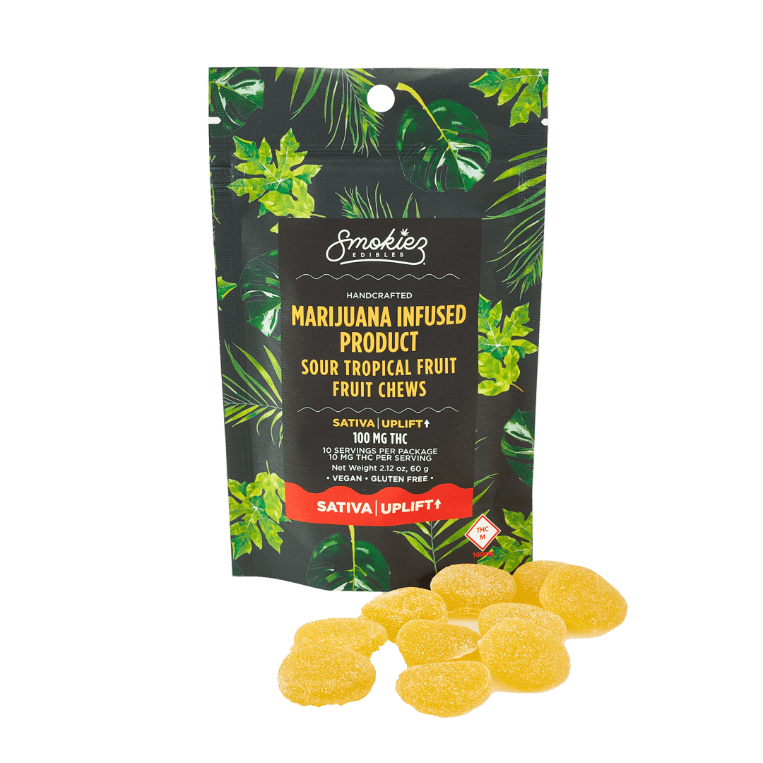 Smokiez SATIVA Sour Tropical Fruit Chews - 100mg - MO