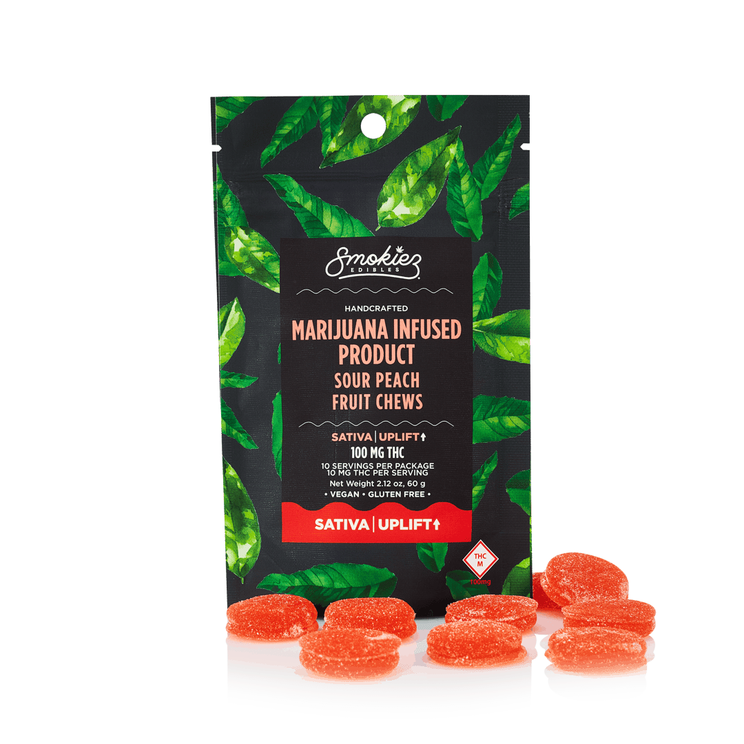 Smokiez SATIVA Sour Peach Fruit Chews - 100mg - MO