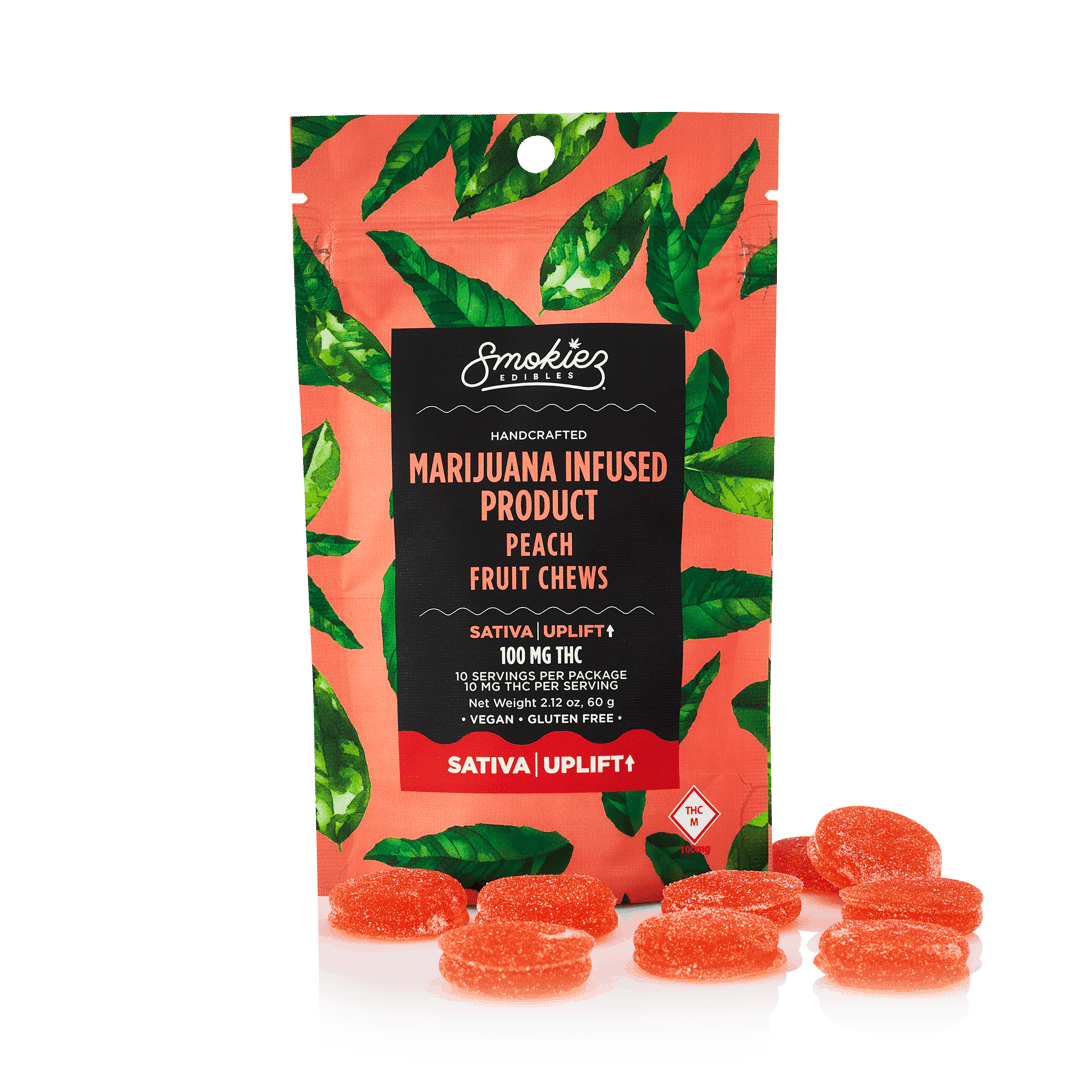 Smokiez SATIVA Peach Fruit Chews - 100mg - MO