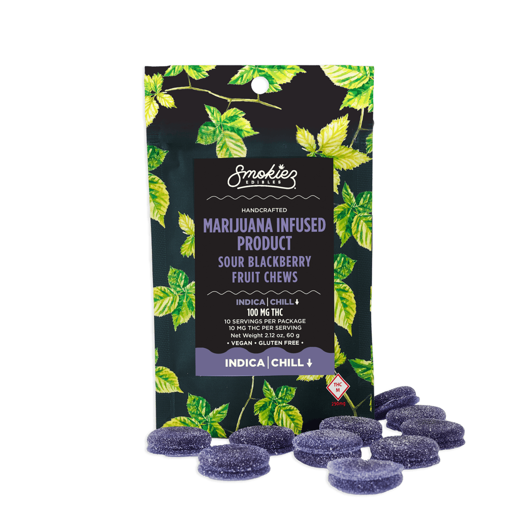 Smokiez INDICA Sour Blackberry Fruit Chews - 100mg - MO