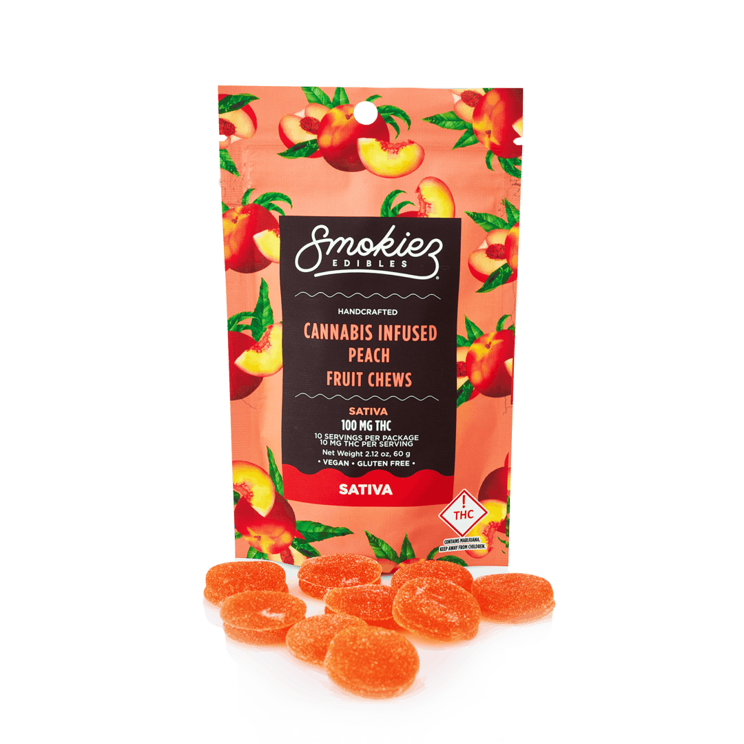 Smokiez SATIVA Peach Fruit Chews - 100mg- OH