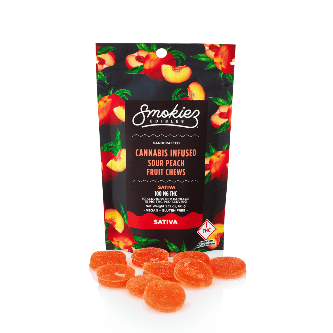 Smokiez SATIVA Sour Peach Fruit Chews - 100mg - OH