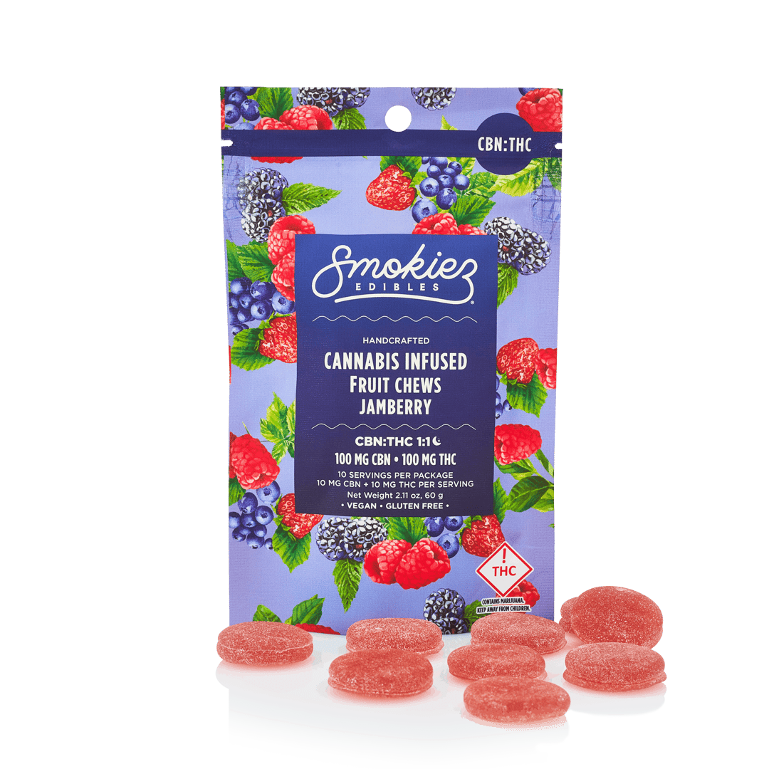 Smokiez Jamberry 100mg CBN : 100mg THC 1:1 Fruit Chews - OH