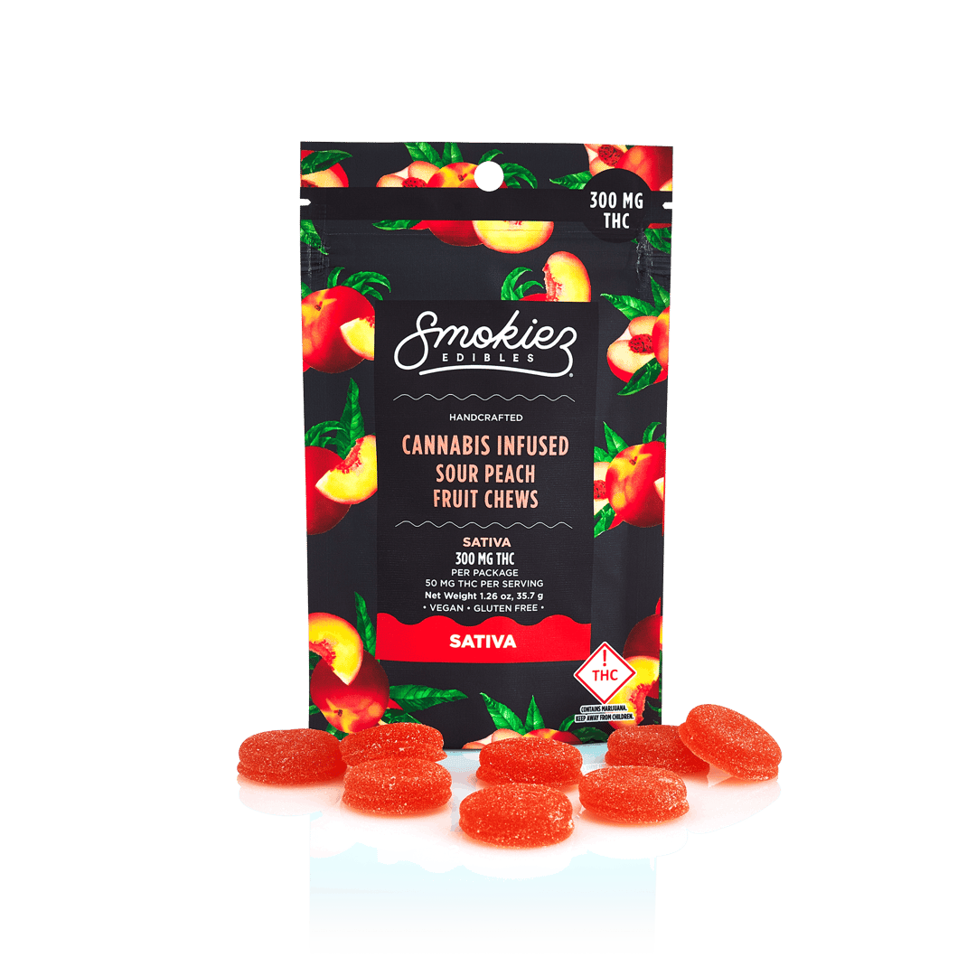 Smokiez SATIVA Sour Peach Fruit Chews - 300mg - OH