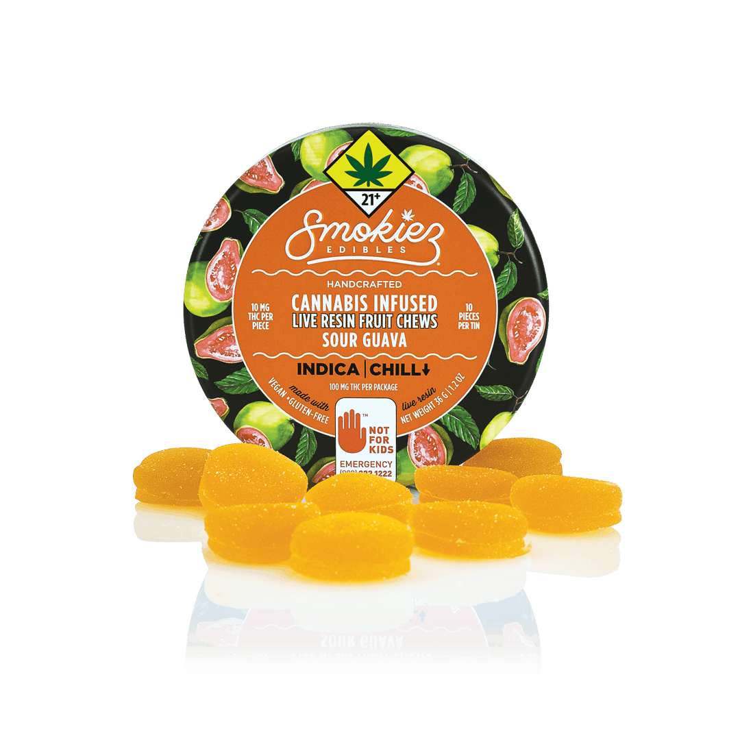 Sour Guava Indica 100mg THC Live Resin Fruit Chews - WA
