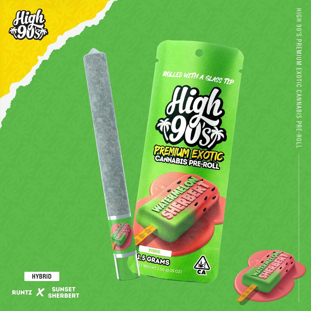 High 90s : Watermelon Sherbert 1.5g High Roller Pre-Roll