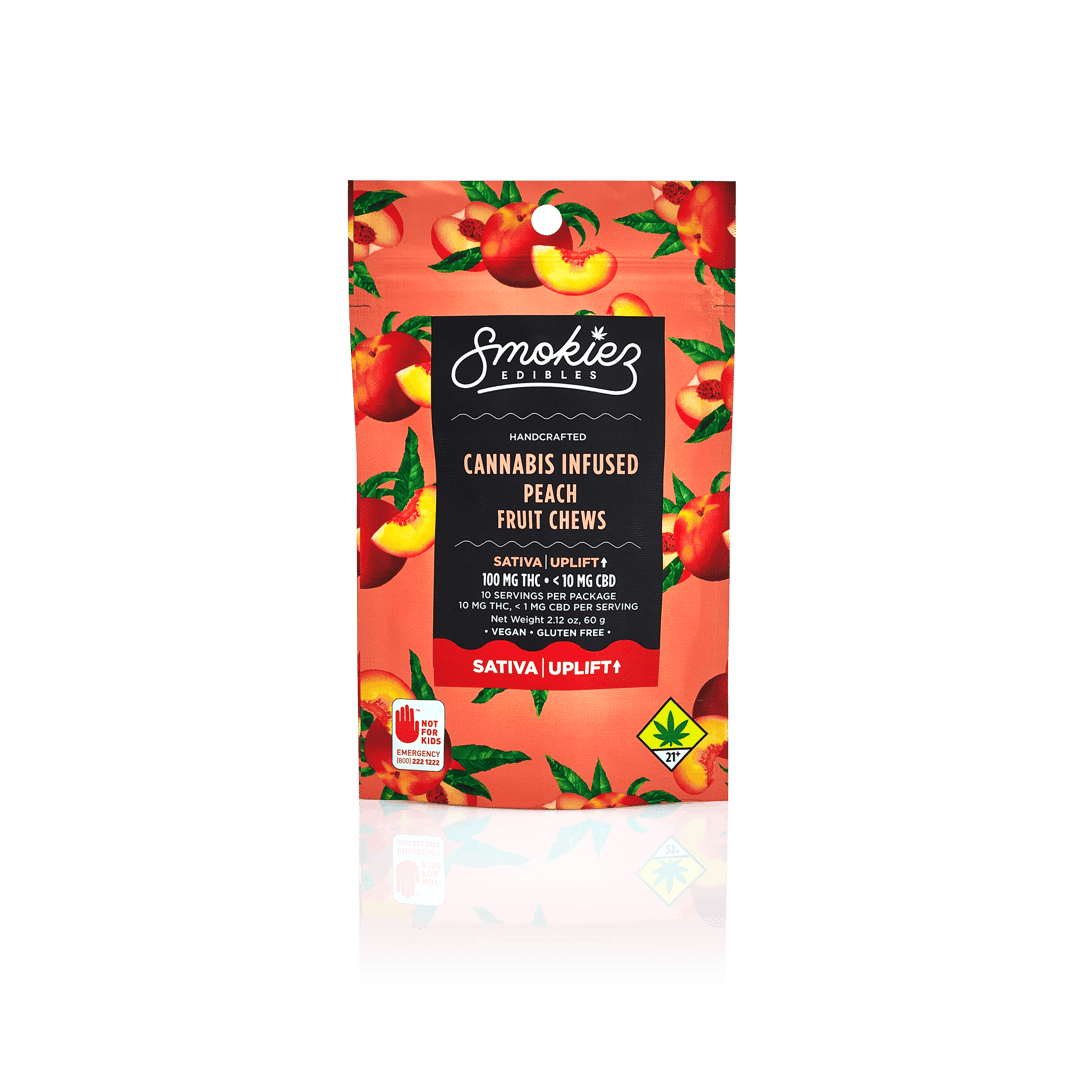 Smokiez SATIVA Peach Fruit Chews - 100mg 10pk - WA