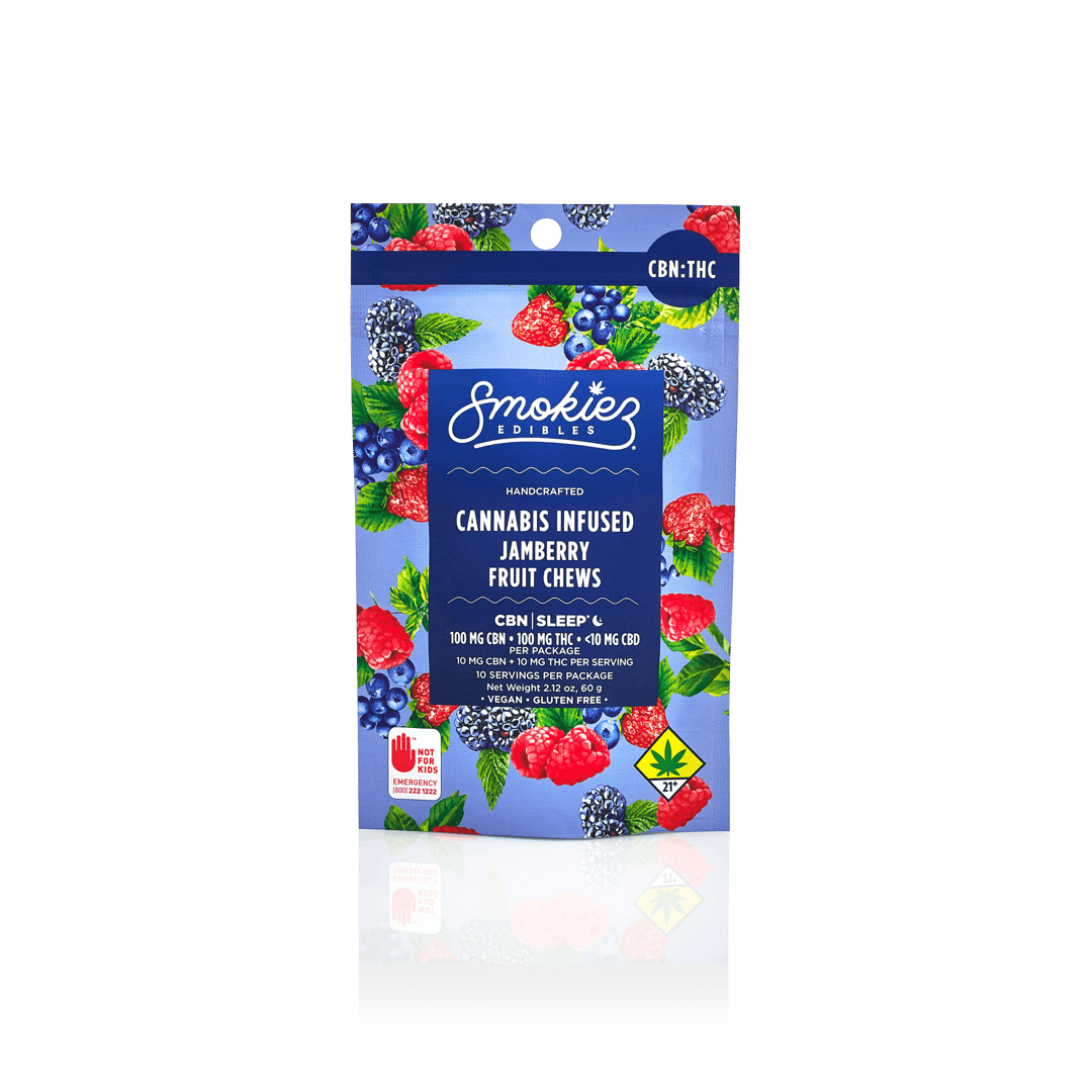 Smokiez Sour Jamberry 100mg CBN : 100mg THC Fruit Chews - WA