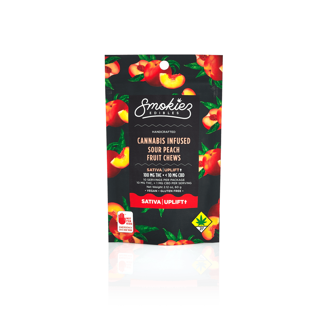 Smokiez SATIVA Sour Peach Fruit Chews - 100mg 10pk - WA