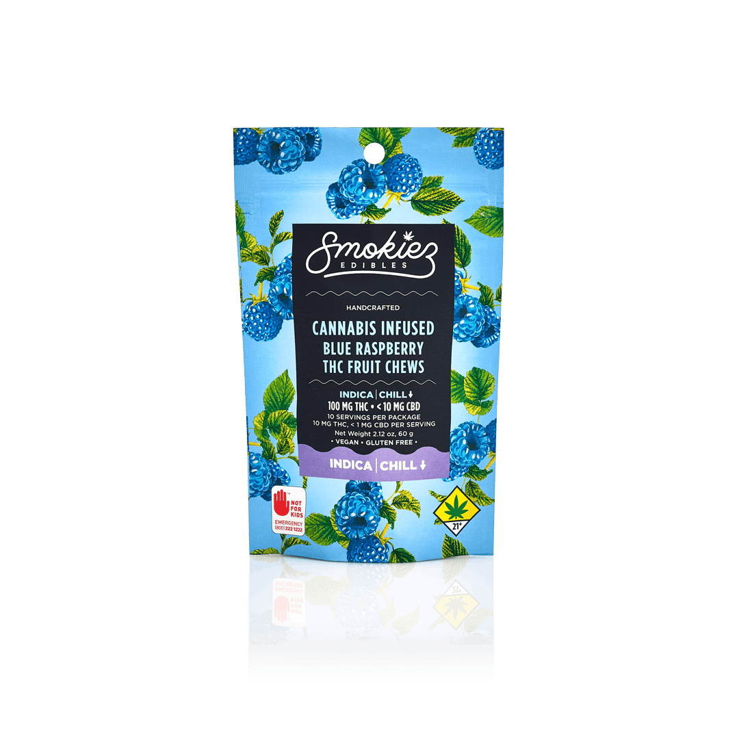 Smokiez INDICA Blue Raspberry Fruit Chews - 100mg 10pk - WA