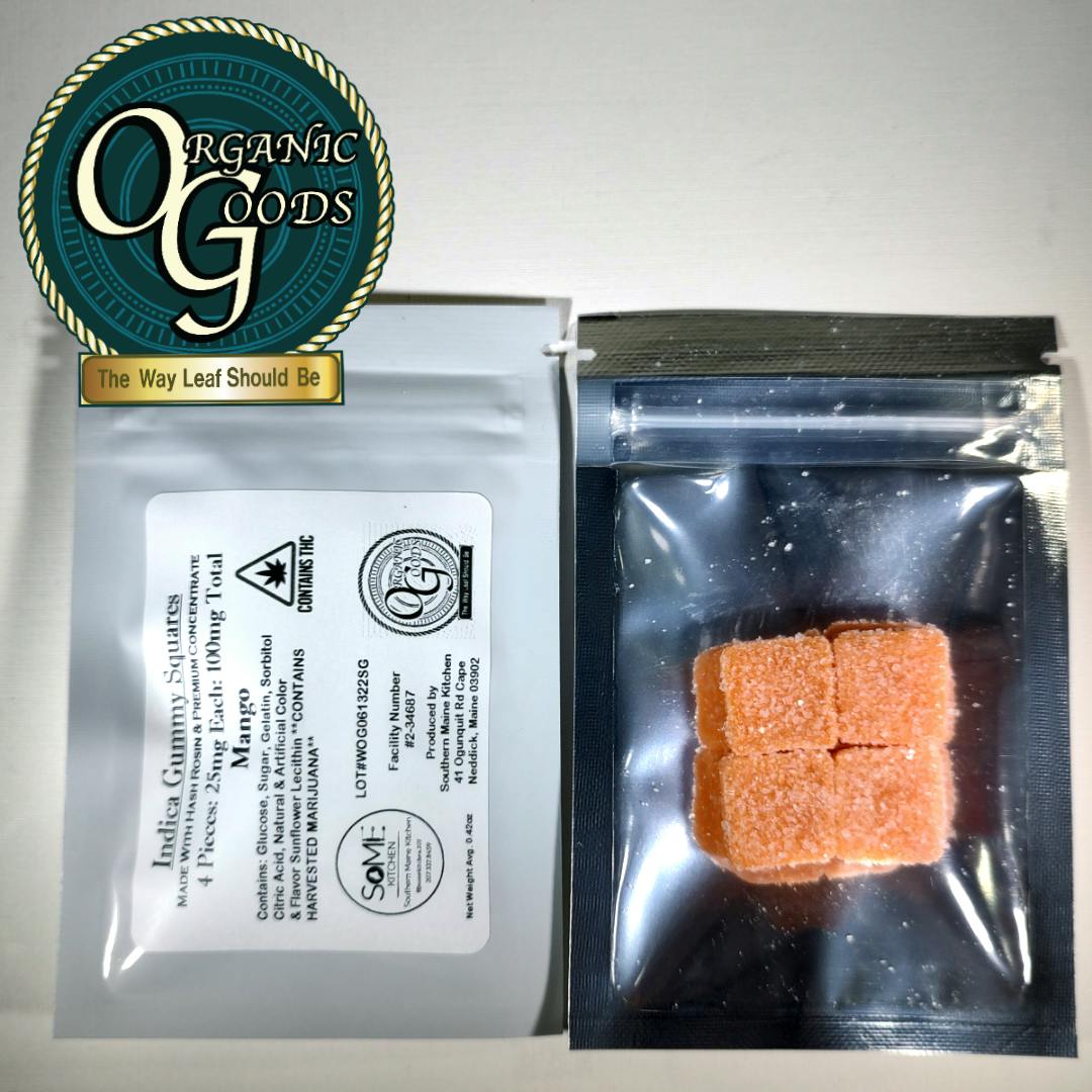 100mg Indica Mango Gummies w/ Hash Rosin & Premium Concentrates