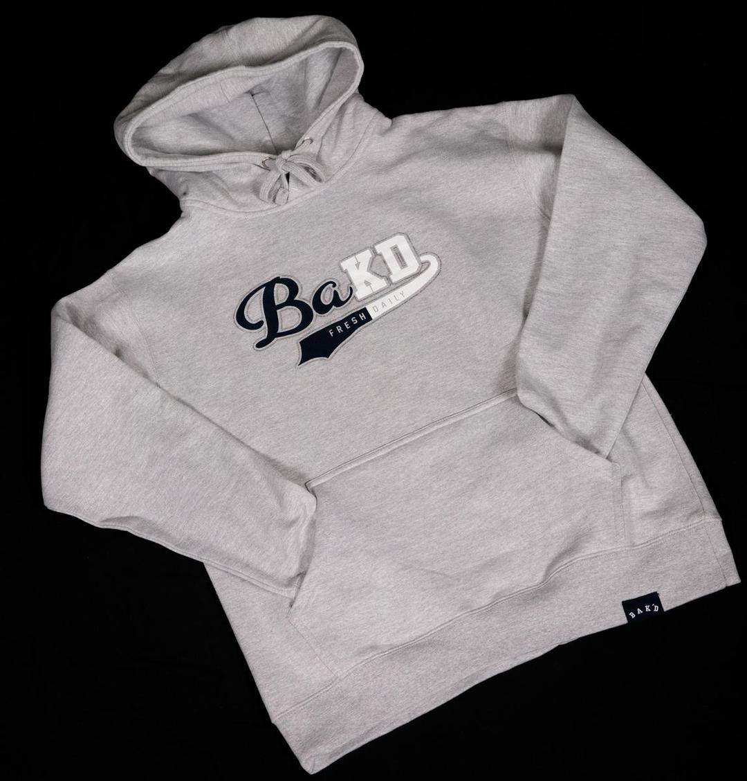 Bak'd Fresh Daily Pull Over Hoodie w/ Pocket (Gray/Navy)