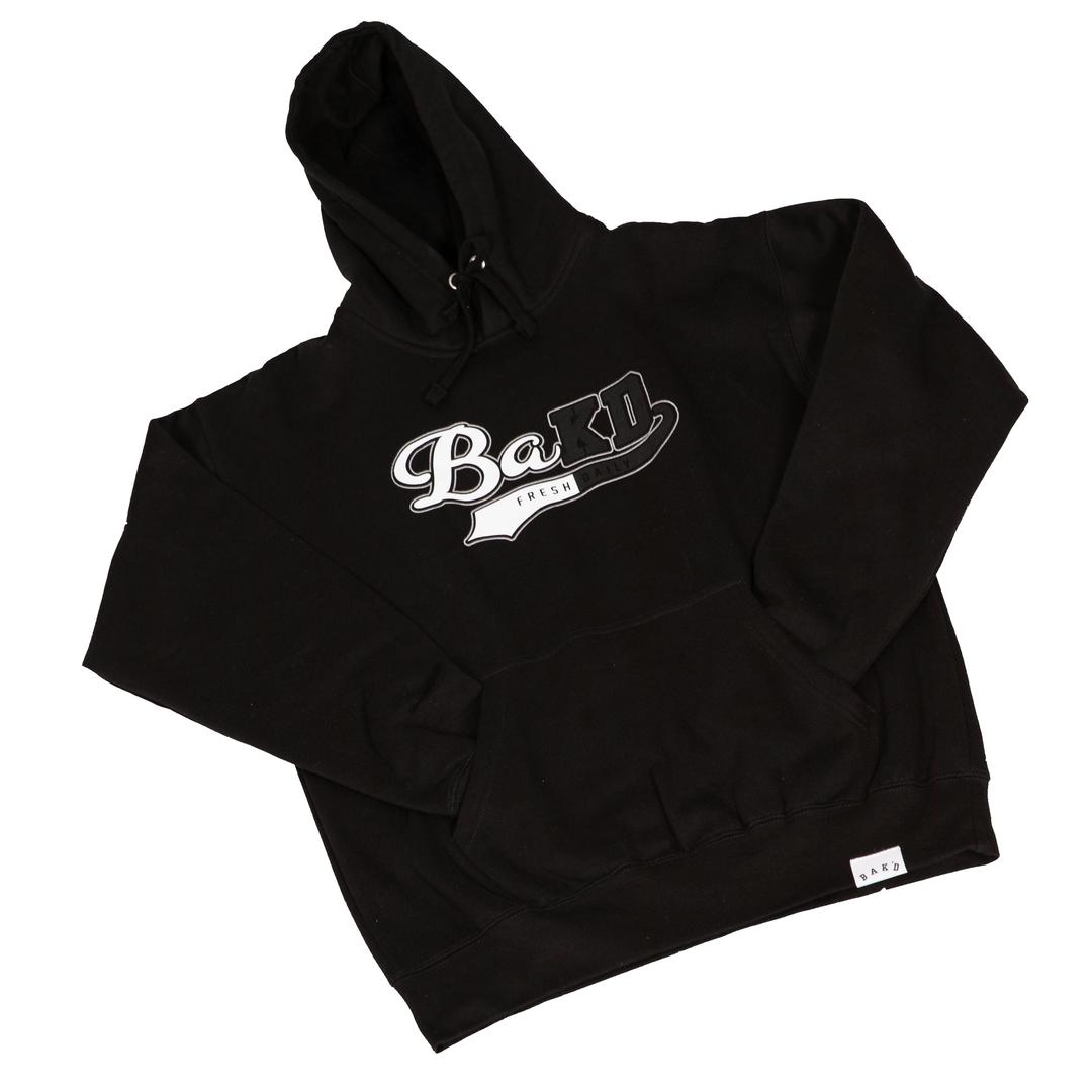 Bak'd Fresh Daily Pull Over Hoodie w/ Pocket (Black/White)