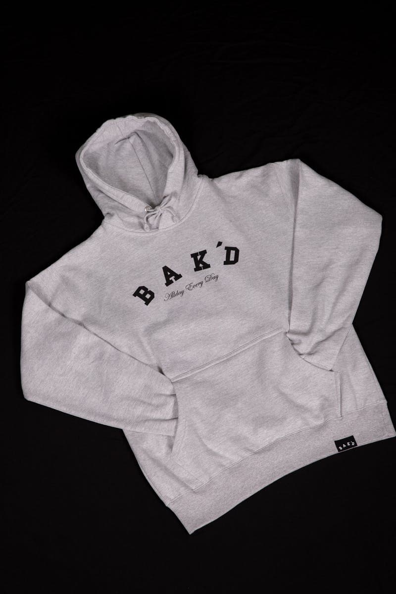 Bak'd Classic Pull Over Hoodie w/ Pocket (Gray/Black)