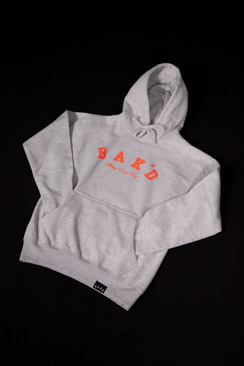 Bak'd Classic Pull Over Hoodie w/ Pocket (Gray/Orange)