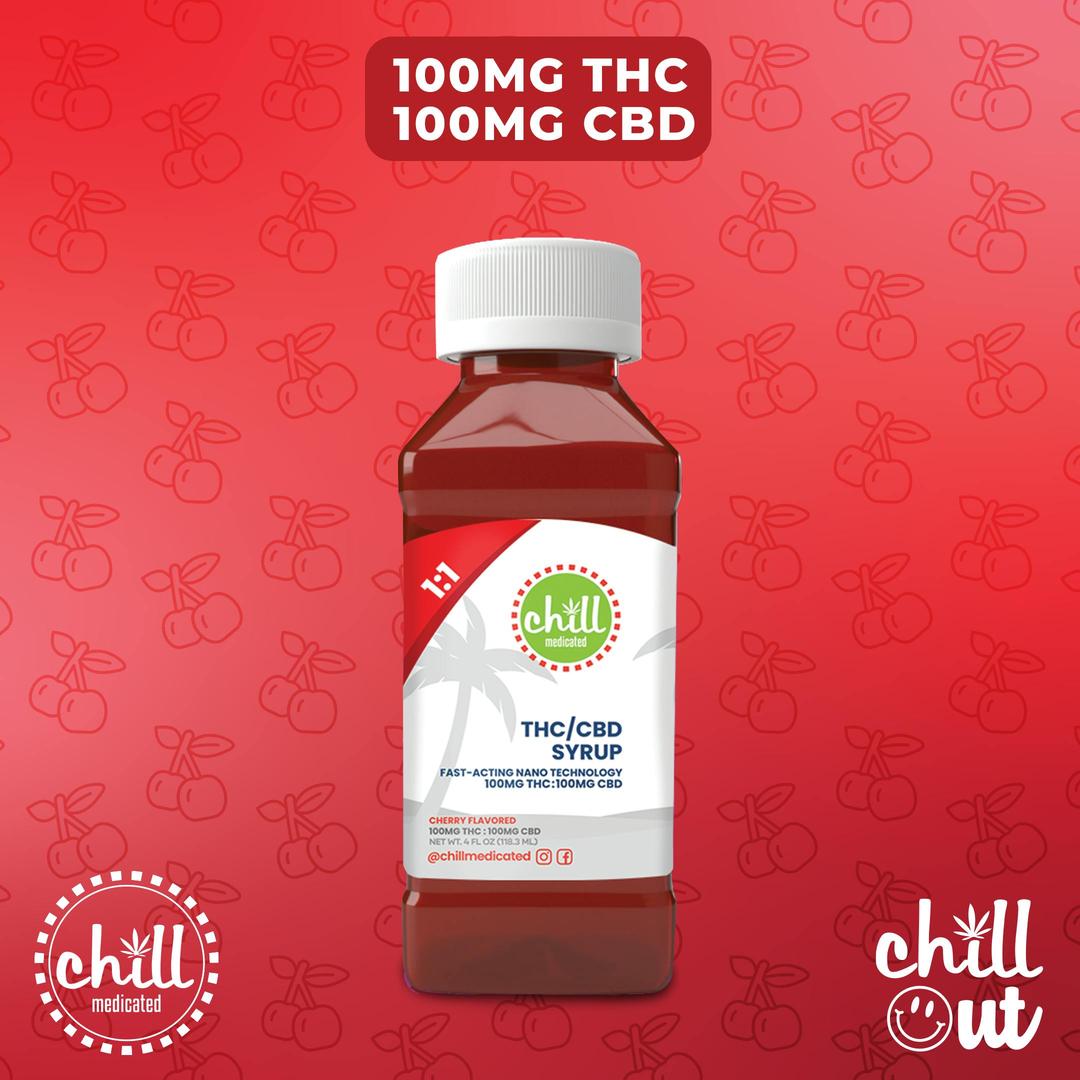 Cherry | 100mg THC : 100mg CBD Syrup | Chll Medicated | MED