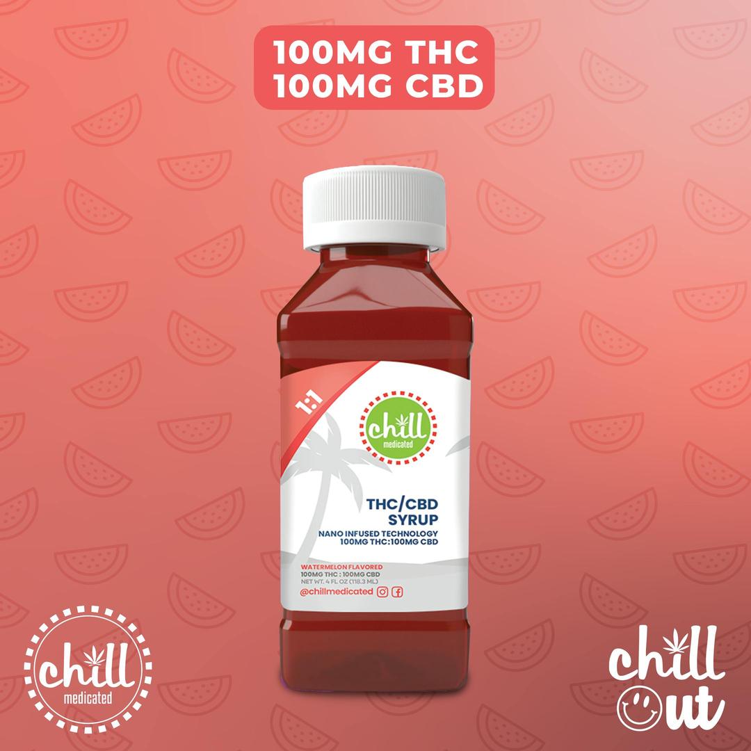 Watermelon | 100mg THC : 100mg CBD Syrup | Chll Medicated | MED