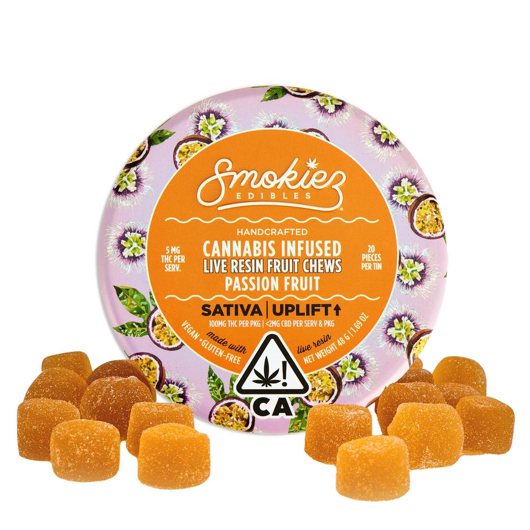 Passion Fruit Sativa 100mg THC Live Resin Fruit Chews - CA