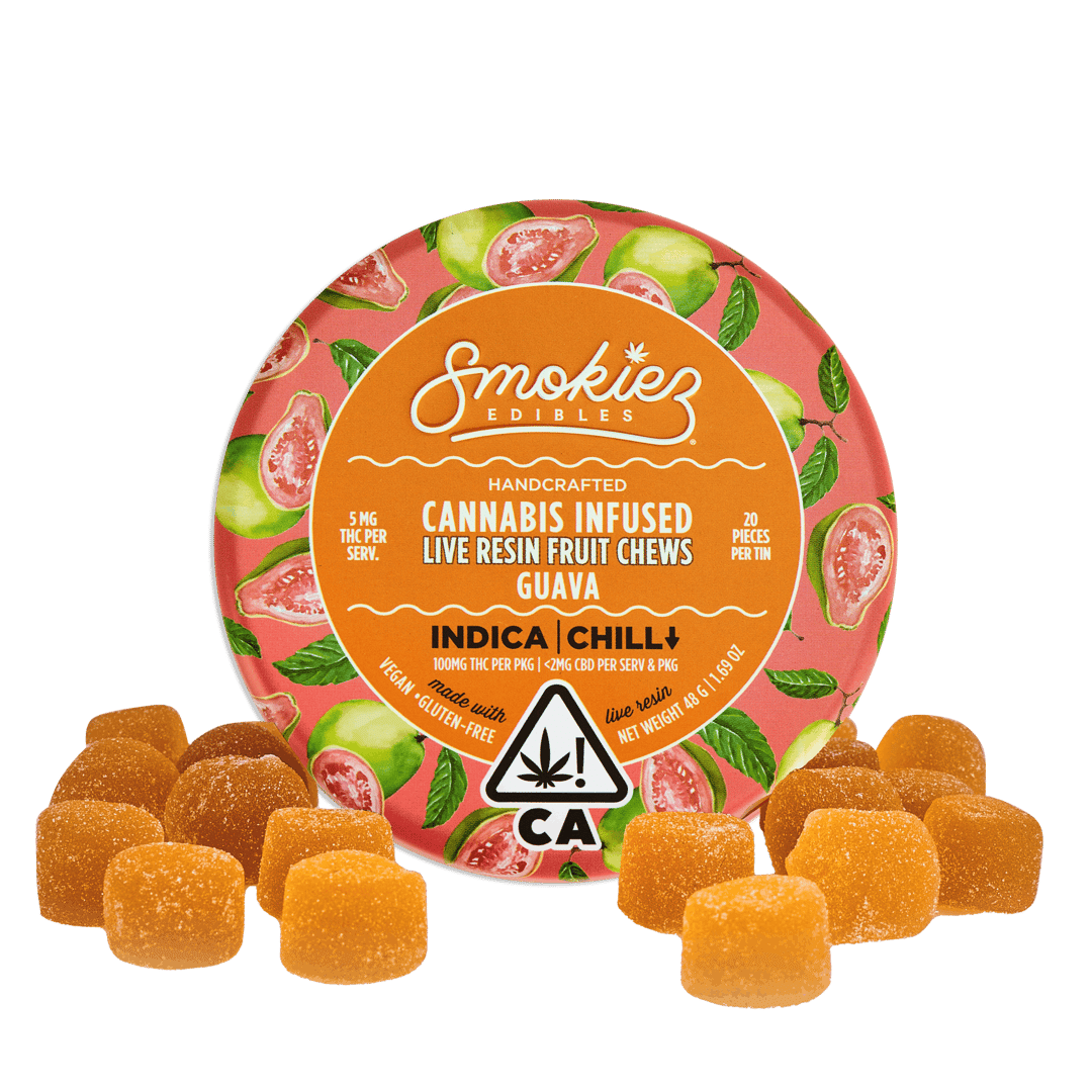Guava Indica 100mg THC Live Resin Fruit Chews - CA