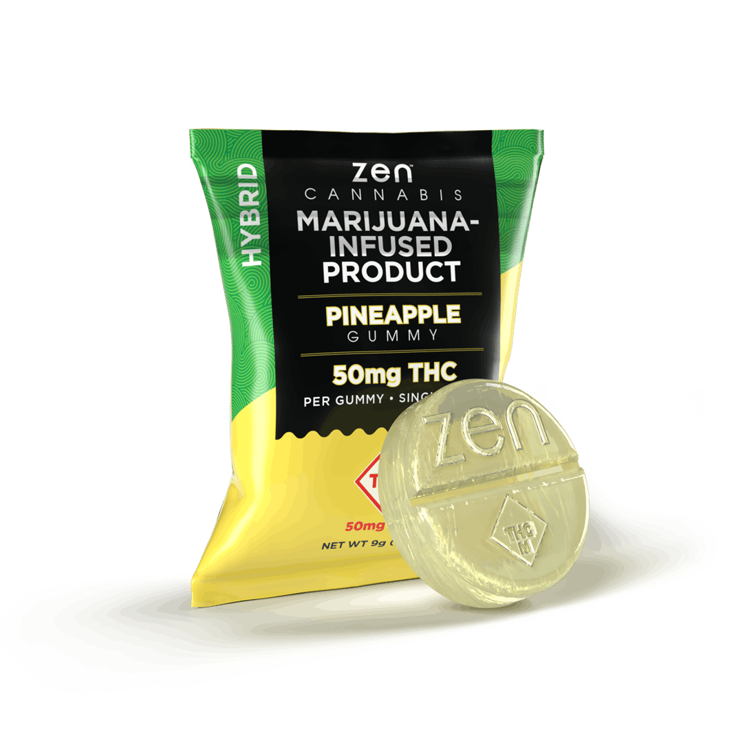 Zen Cannabis Pineapple Hybrid Gummy 50mg THC