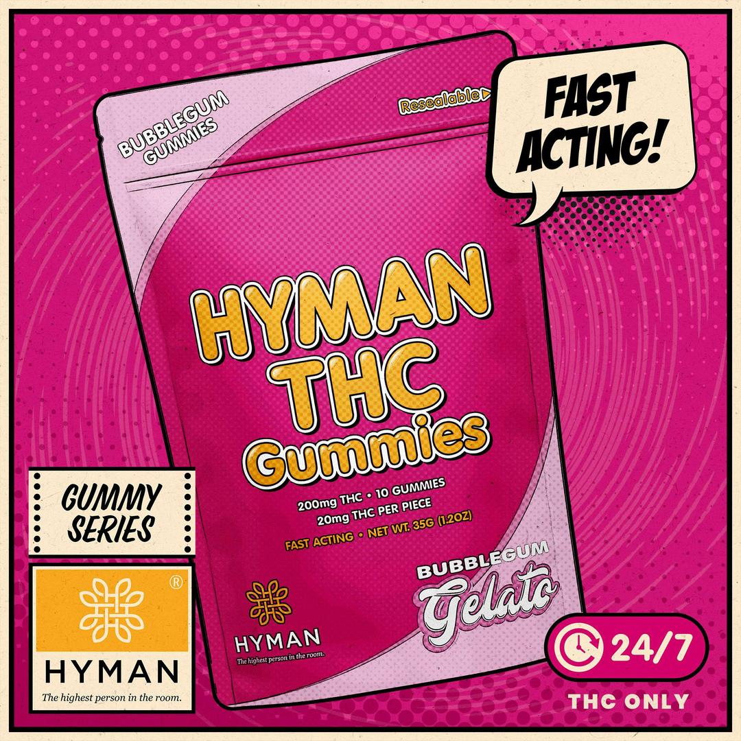 BubbleGum Gelato | ALL DAY • Fast Acting 200mg Gummies | HYMAN | MED