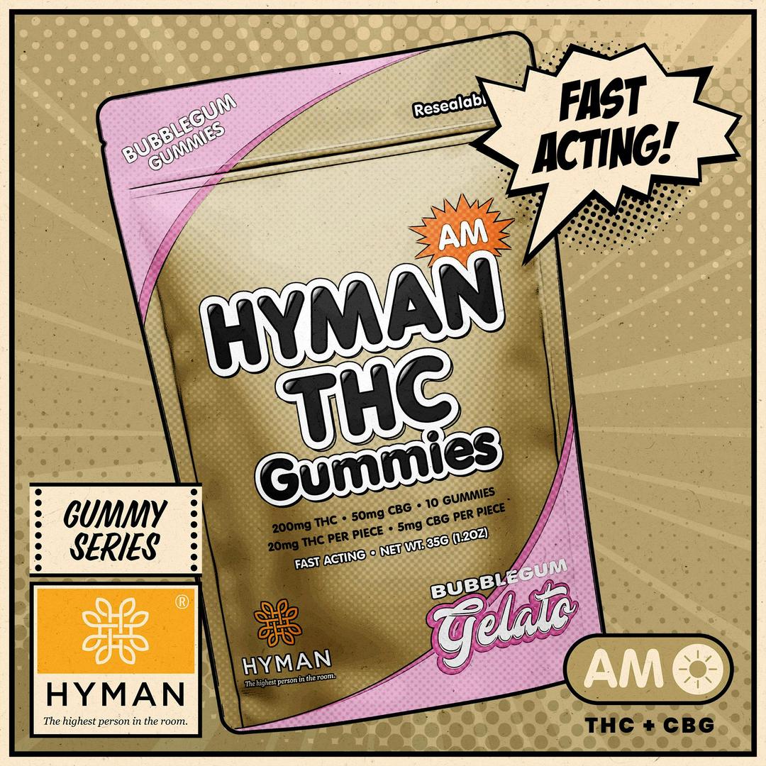 BubbleGum Gelato | AM • Fast Acting 200mg Gummies | HYMAN | MED