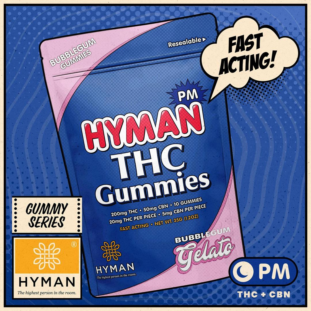 Bubblegum Gelato | PM • Fast Acting 200mg Gummies | HYMAN | MED